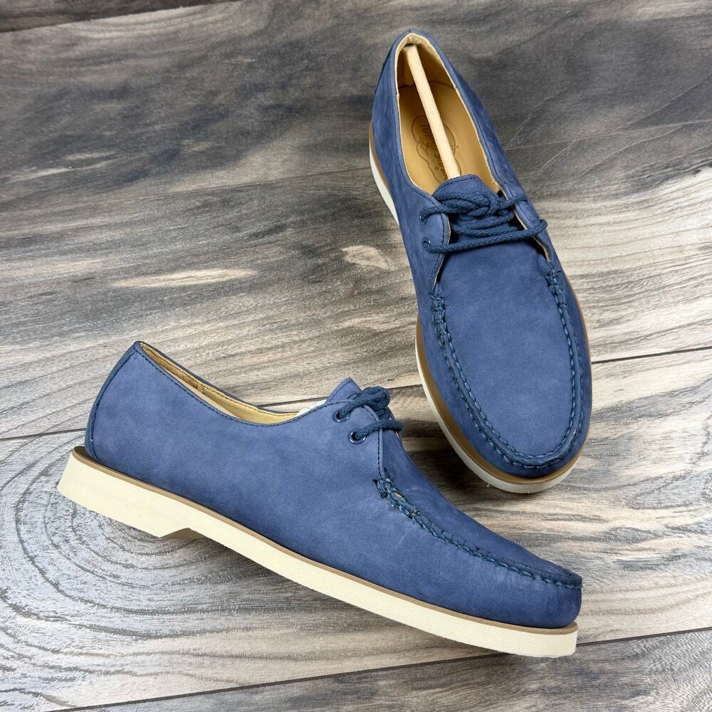 NIB Sperry Captains Oxford 9 Navy Blue Nubuck Leather Lace Up Boat Shoes Loafers